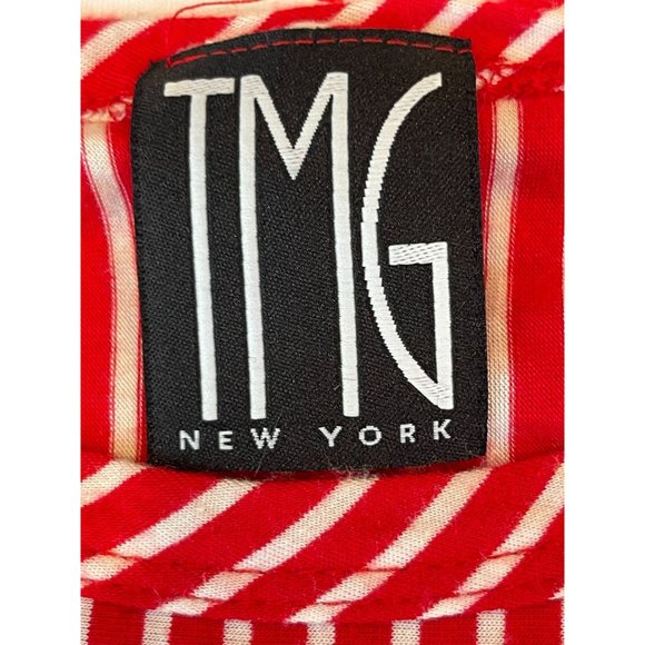 TMG Women Striped Mini Dress Cap Sleeve Stretch Round Neck Knitted Red White S - Picture 6 of 7